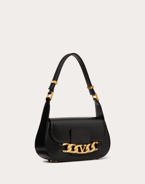 Valentino Garavani - Vlogo Chain Shoulder Bag In Calfskin - Black - Woman - Shoulder Bags