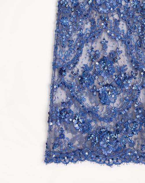 Valentino - Embroidered Lace Trousers - Blue - Woman - Trousers And Shorts