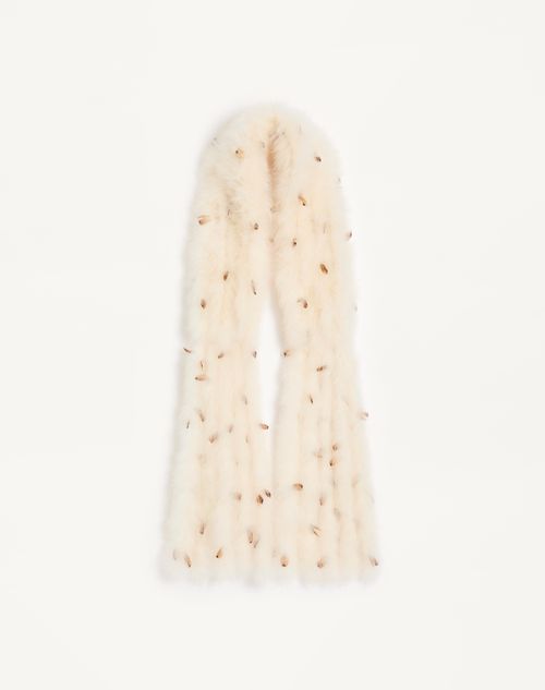 Valentino Garavani - Bufanda Valentino Con Plumas De Pavo Y Faisán - Blanco/marrón - Mujer - Accesorios Suaves