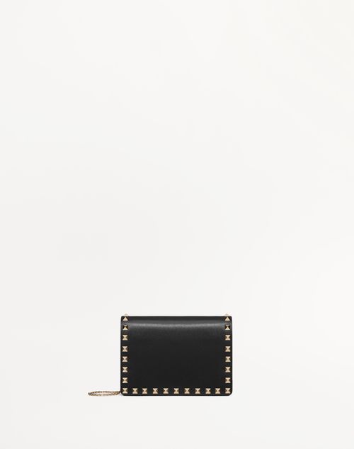 Valentino Garavani - Rockstud Calfskin Chain Pouch - Black - Woman - Clutches