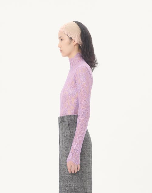 Valentino - Floral Lace Body - Soft Wisteria - Woman - Shirts And Tops