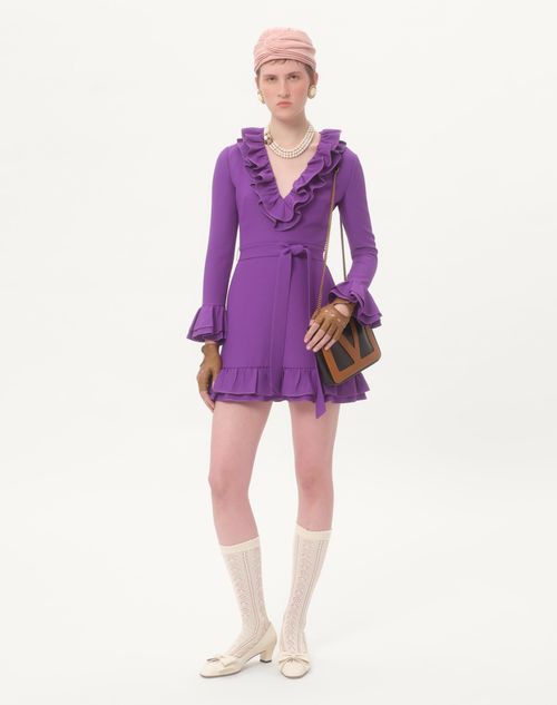 Valentino - Crepe Couture Short Dress - Violet - Woman - New Arrivals