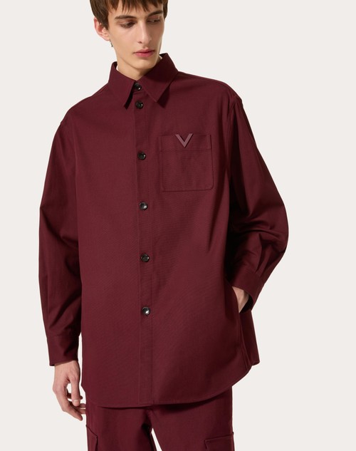 Valentino Garavani V-detail canvas shirt jacket - Black