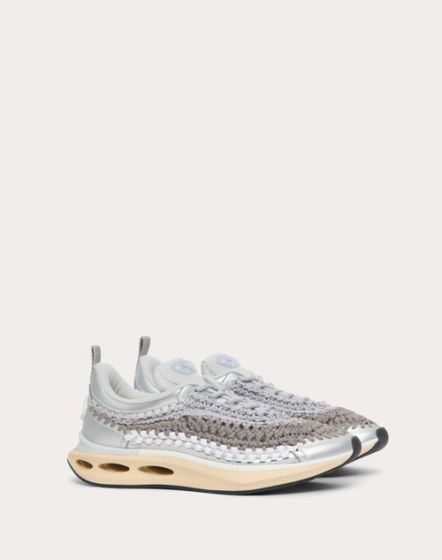 Valentino Garavani - Vlogo Easyknot Sneaker In Woven Fabric - Grey - Woman - Sneakers