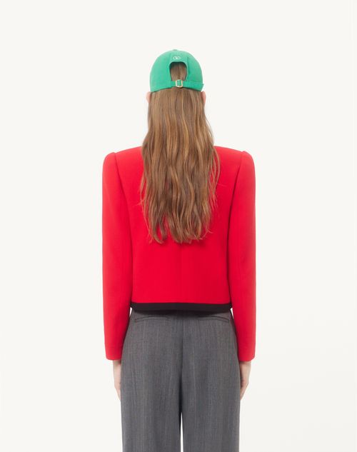 Valentino - Valentino Wool Crepe Jacket - Carmine Red/black - Woman - Jackets And Blazers