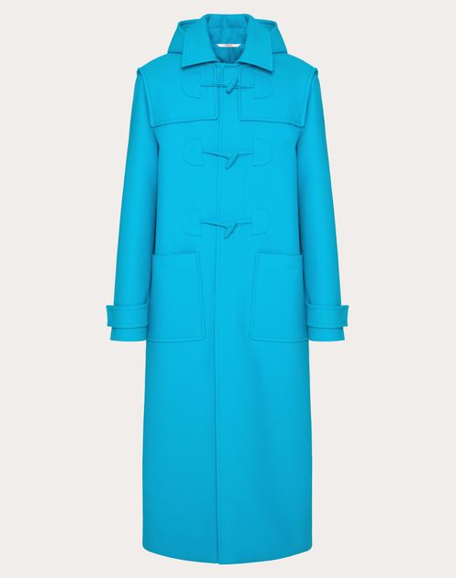 Valentino - Duffelcoat Aus Wolle - Sky Blue - Mann - Kleidung