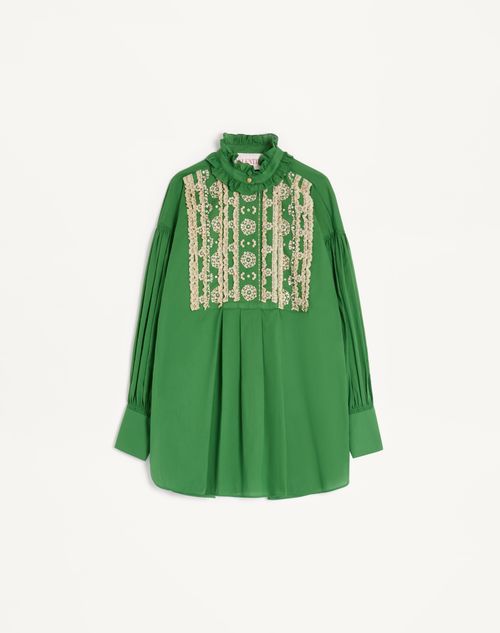 Valentino - Embroidered Cotton Muslin Top - Laurel - Woman - Shirts And Tops