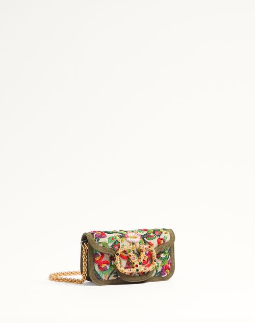 Valentino Garavani - Valentino Garavani Locò Small Shoulder Bag Embroidered With Jewel Logo - Multicolor - Woman - Shoulder Bags