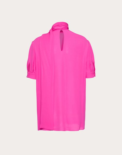 Valentino - Georgette Top - Pink Pp - Woman - Shirts And Tops