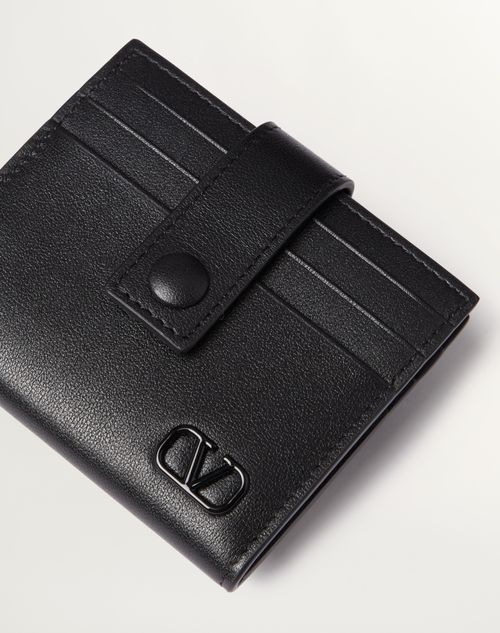 Valentino Garavani - Mini Vlogo Signature Calfskin Cardholder - Black - Man - Wallets And Small Leather Goods