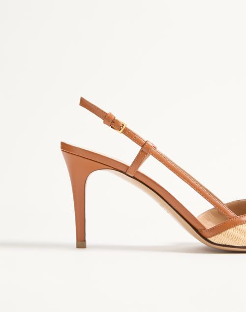 Valentino Garavani - Vlogo Signature Raffia Slingback Pumps 80mm - Beige - Woman - Pumps And Slingbacks