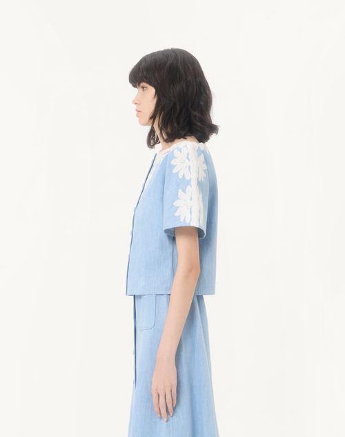 Valentino - Light Blue Embroidered Denim Shirt - Denim - Woman - Denim