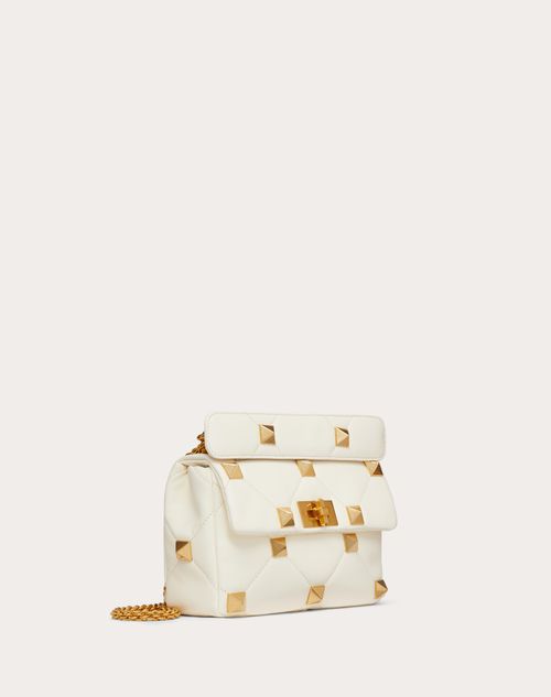 Valentino Garavani - Medium Roman Stud The Shoulder Bag In Nappa With Chain - Ivory - Woman - Roman Stud - Bags