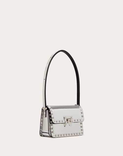 Small Rockstud23 Mirror-effect Calfskin Shoulder Bag for Woman in