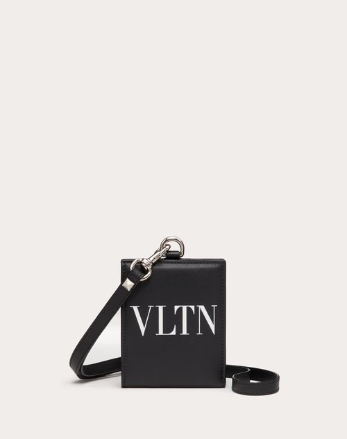 Valentino Garavani - Vltn Wallet With Neck Strap - Black/white - Man - Wallets And Small Leather Goods