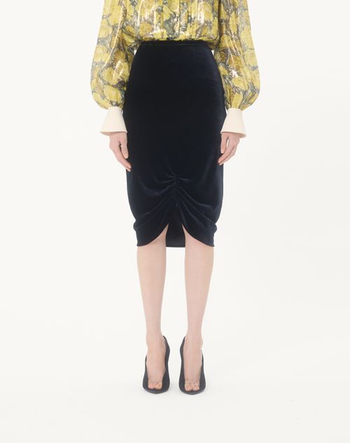 Valentino - Velvet Skirt - Navy - Woman - Skirts
