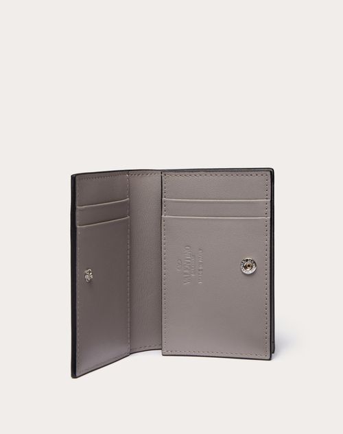 Valentino Garavani - Mini Vlogo Signature Calfskin Card Holder - Pearl Gray - Man - Wallets And Small Leather Goods