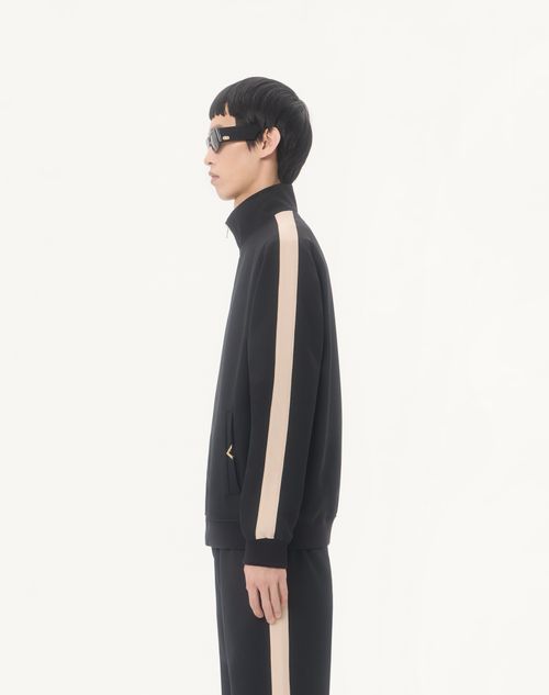 Valentino - Valentino Nylon Sweatshirt With Vgold - Black/butter - Man - T-shirts And Sweatshirts