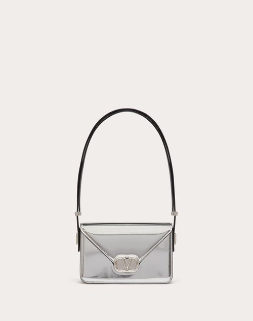 Valentino Garavani - Small Valentino Garavani Shoulder Letter Bag In Mirror-effect Calfskin - Silver - Woman - Shoulder Bags
