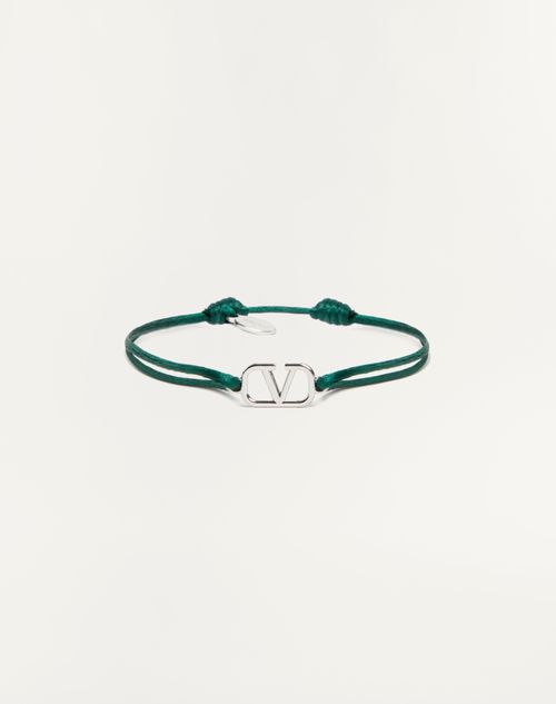 Valentino Garavani - Pulsera Vlogo Signature De Algodón - English Green - Hombre - Joyas