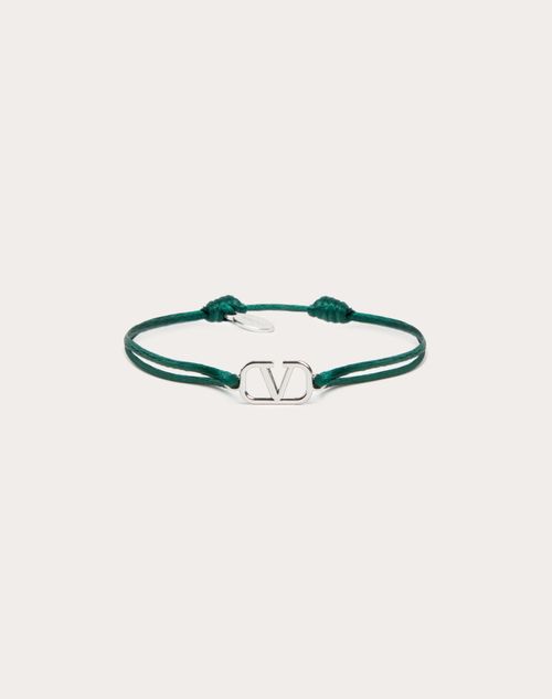 Valentino Garavani - Vlogo Signature Cotton Bracelet - English Green - Man - Jewellery
