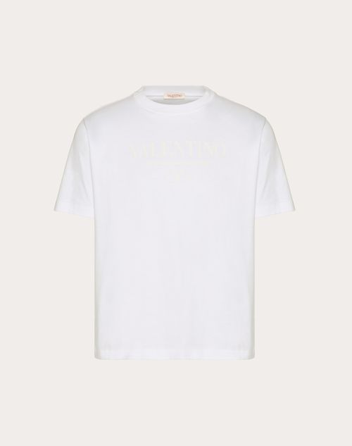 Red Valentino T-SHIRT GIROCOLLO IN COTONE CON STAMPA VALENTINO