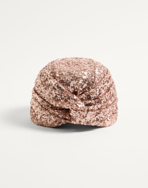 Valentino Garavani - Sequinned Turban - Rose Gold - Woman - Soft Accessories - Accessories