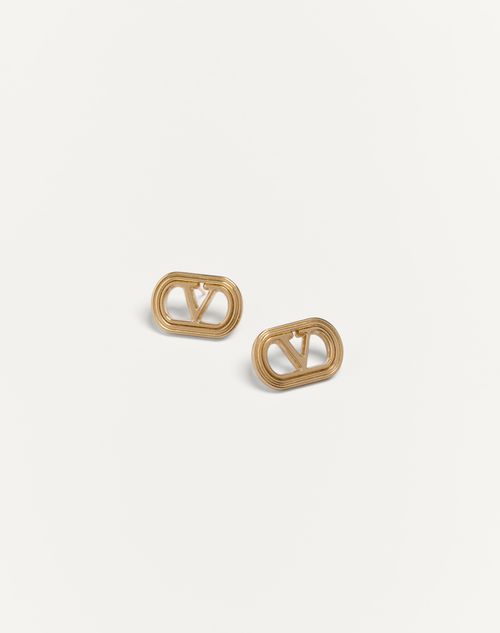 Valentino Garavani - Valentino Garavani Ovalette Metal Earrings - Gold - Man - New Arrivals