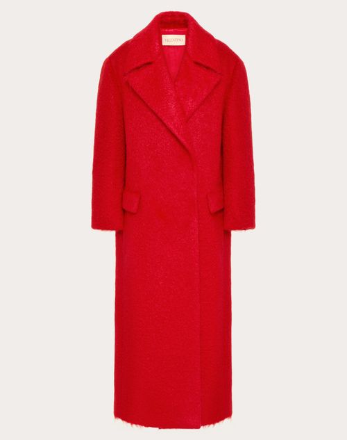 Valentino - Cappotto In Uncoated Boucle' - Rosso - Donna - Cappotti E Outerwear