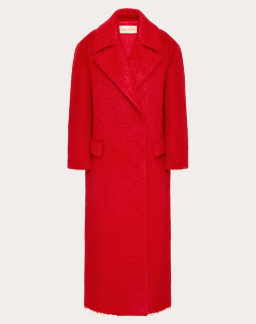 Valentino - Manteau En Tissu Bouclé Non Enduit - Rouge - Femme - Prêt-à-porter