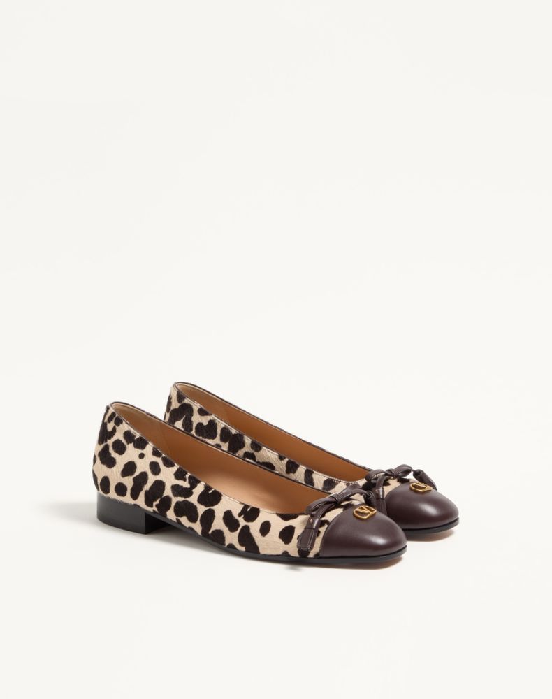Valentino Garavani Valet Du Roi Ballerina In Pony-Effect Calfskin 25Mm Woman Natural/Brown 35