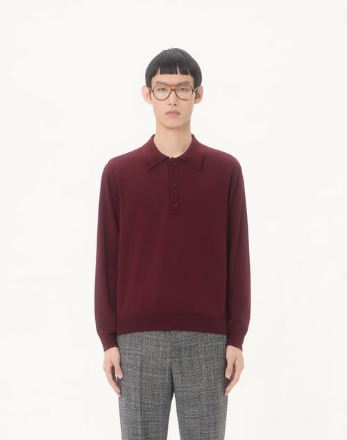 Valentino - Valentino Wool Polo With Vlogo Embroidery - Maroon - Man - Shelf - Mrtw - Wardrobre (daily Forms)