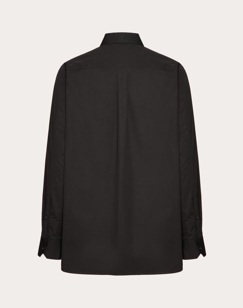 Valentino - Long Sleeve Cotton Shirt With Valentino Embroidery - Black - Man - Man Ready To Wear Sale