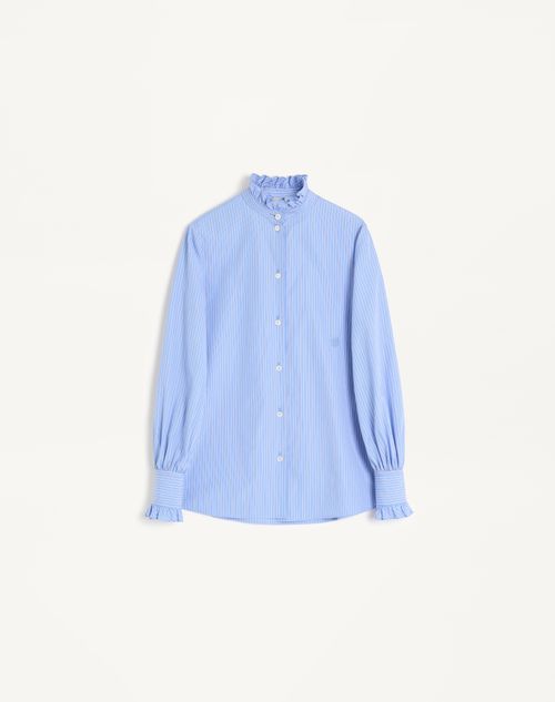 Valentino - Classic Stripe Popeline Shirt - Iris Liliac - Woman - Shirts & Tops