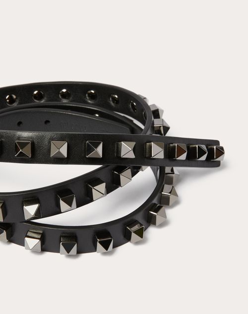 Valentino Garavani - Rockstud Belt In Calfskin 15 Mm - Black - Man - Man Sale