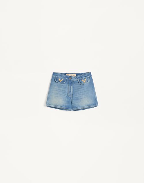 Valentino - Denim Shorts - Blue - Woman - Denim