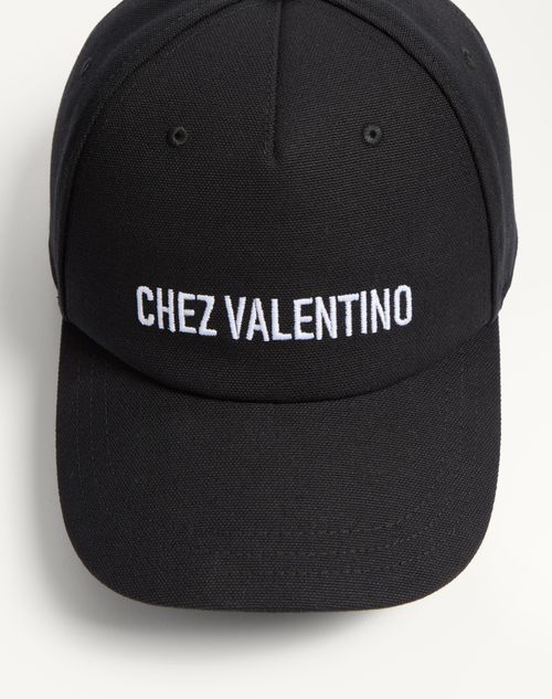 Valentino Garavani - Chez Valentino Cotton Baseball Cap With Embroidery - Black - Man - Hats And Gloves