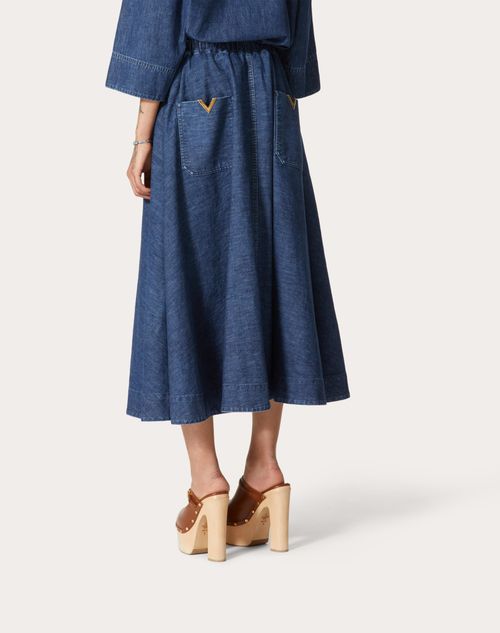 Chambray denim outlet midi skirt