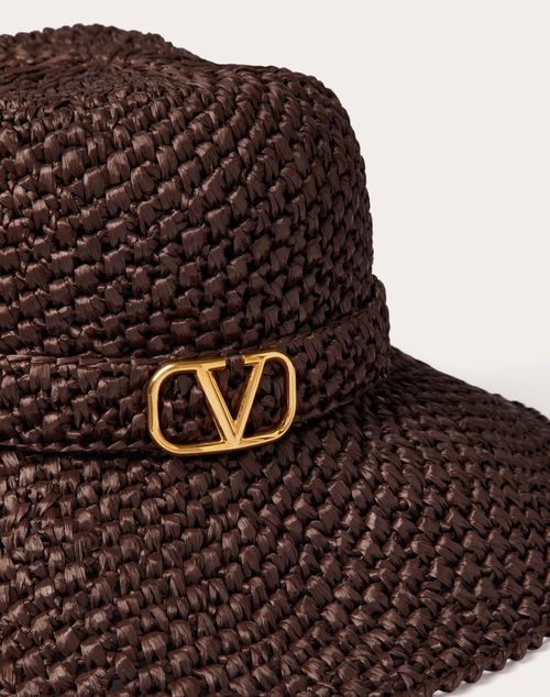 Valentino Garavani - Valentino Garavani Fedora Hat In Raffia Handmade With Crochet Technique - Fondant - Woman - Hats And Gloves