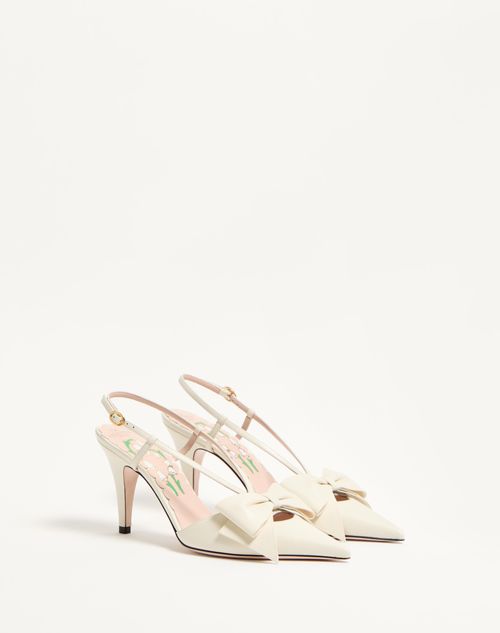 Valentino Garavani - Bowow Slingback Pumps In Kidskin 85mm - Ivory - Woman - Pumps