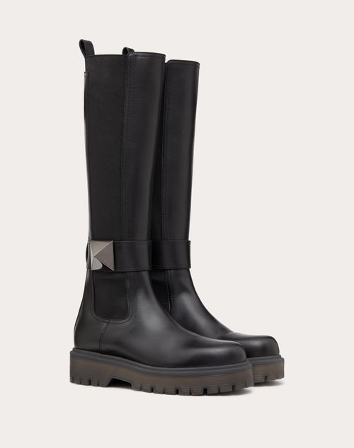 Valentino Garavani - One Stud Boot In Calfskin 45mm - Black - Woman - Boots