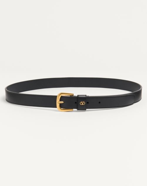 Valentino Garavani - Vlogo Signature Belt In Shiny Calfskin 25 Mm - Black - Man - Belts - M Accessories