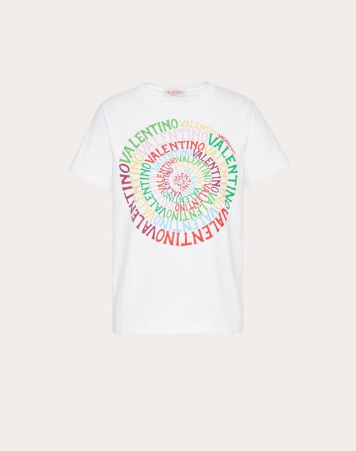 Valentino - T-shirt Aus Valentino Loop Jersey - Weiss/mehrfarbig - Frau - Women Valentino Escape 2022 Collection