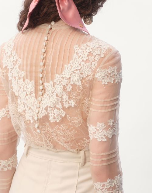 Top In Dentelle With Roses Pattern for Woman in Ivory Valentino WX