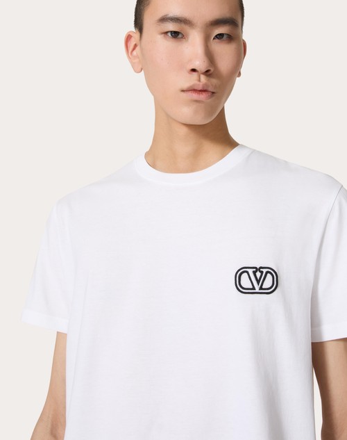 Vロゴ シグネチャーパッチ コットン Tシャツ for メンズ インチ ブラック | Valentino JP