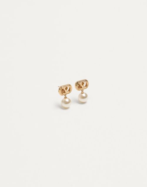 Valentino Garavani - Ovalette Metal Earrings With Swarovski® Pearls - Gold/cream - Woman - Jewellery