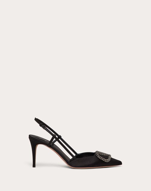 Valentino Garavani - Vlogo Signature Satin Slingback Pumps 80mm - Black - Woman - Shoes