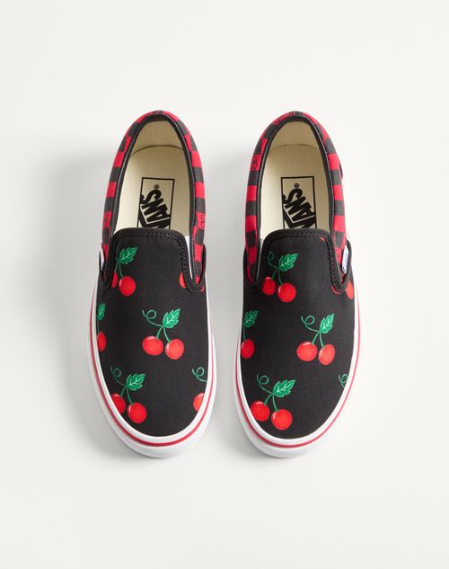 Valentino Garavani - Valentino Garavani And Vans Slip-on Fabric Sneaker With Maxi Cherryfic Print And Vlogo Checkerboard Print - Red/black - Woman - New Arrivals