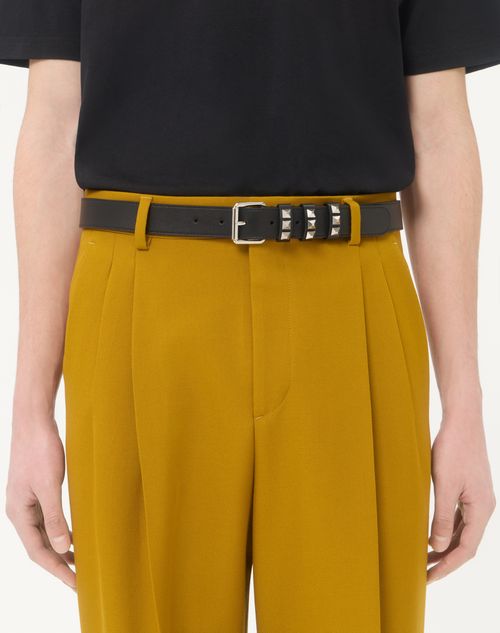 Valentino Garavani - Valentino Garavani Flaneuse Belt In Shiny Calfskin 30 Mm - Black - Man - Belts
