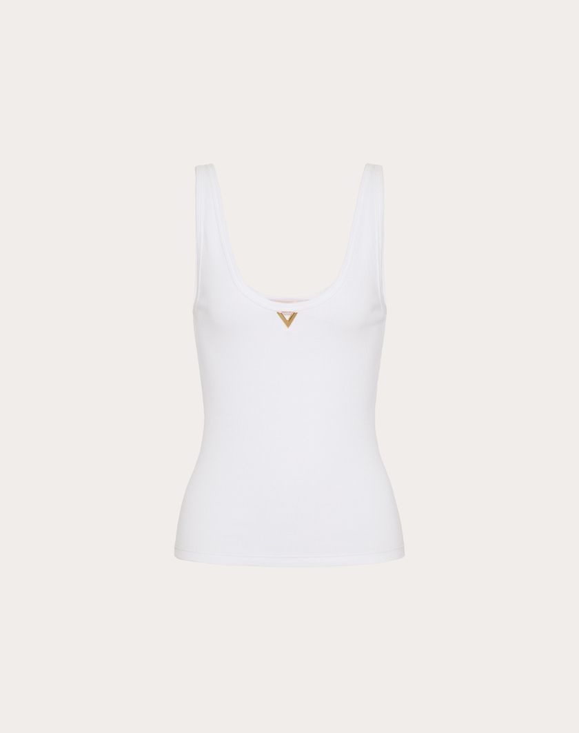 Valentino Handbags Top In Ribbed Cotton per Donna in Bianco | Valentino IT